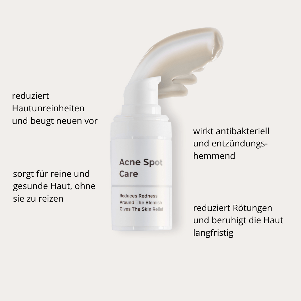 Acne Spot Care – Tube mit Beschreibung der Pflege bei Hautunreinheiten