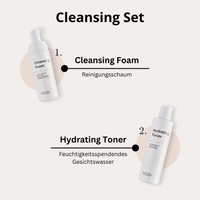 Cleansing Set – Anwendungsreihenfolge: 1. Cleansing Foam, 2. Hydrating Toner