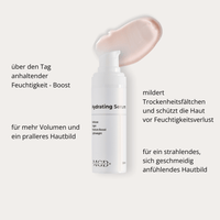 Hydrating Serum – Flasche mit Beschreibung der Feuchtigkeitspflege