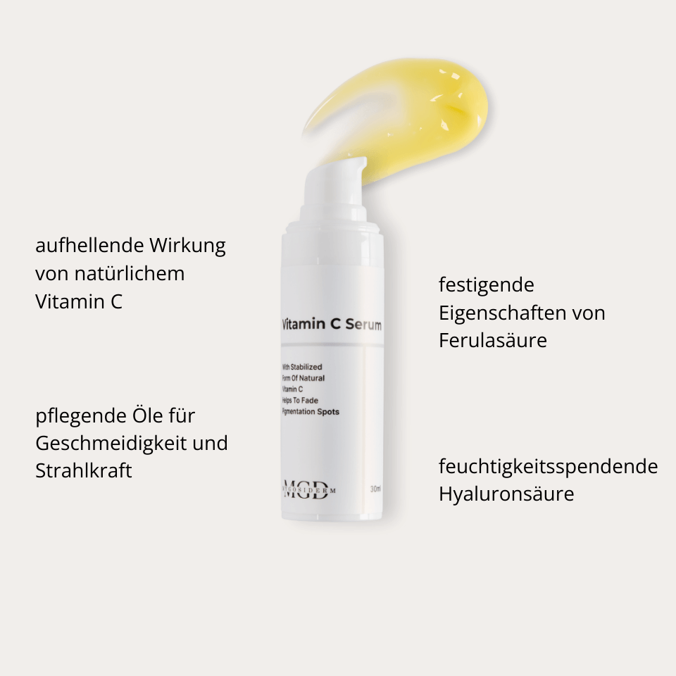 Vitamin C Serum – Flasche mit Beschreibung der Inhaltsstoffe