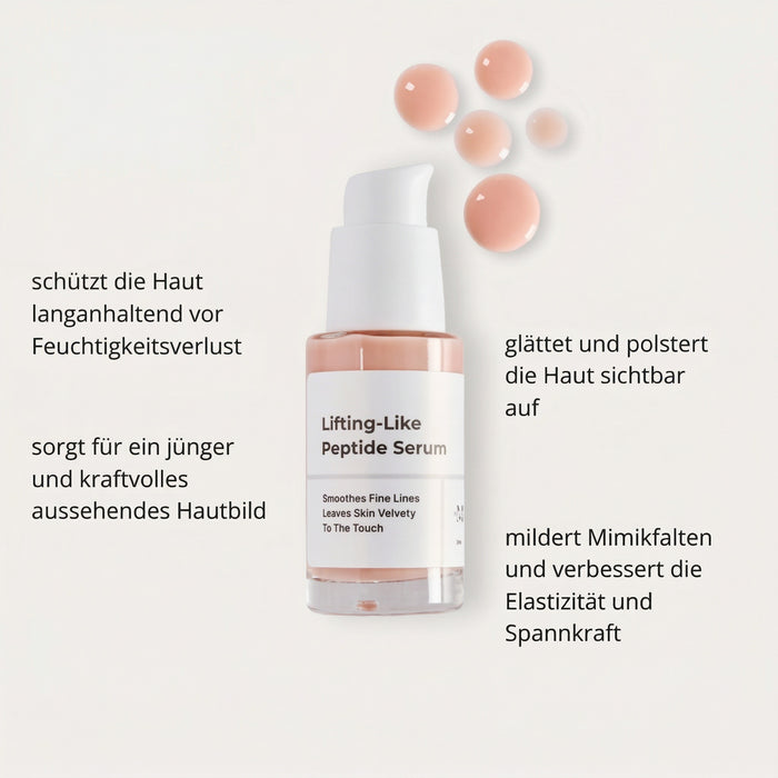 Lifting-Like Peptide Serum – Flasche mit Beschreibung der Pflegewirkung